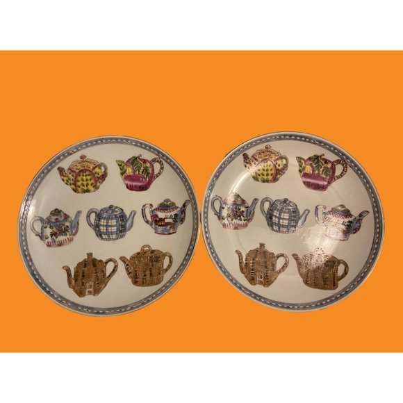 Vintage Teapot Plates Oriental Accent 10” (set of 2) - Picture 2 of 3
